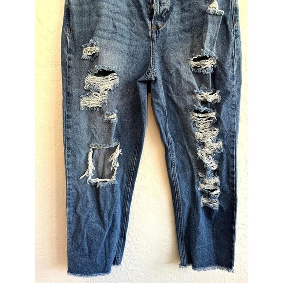 Vanilla Star Distressed Button Fly 90s Boyfriend Jeans Women's Size 15 Blue - Picture 5 of 16